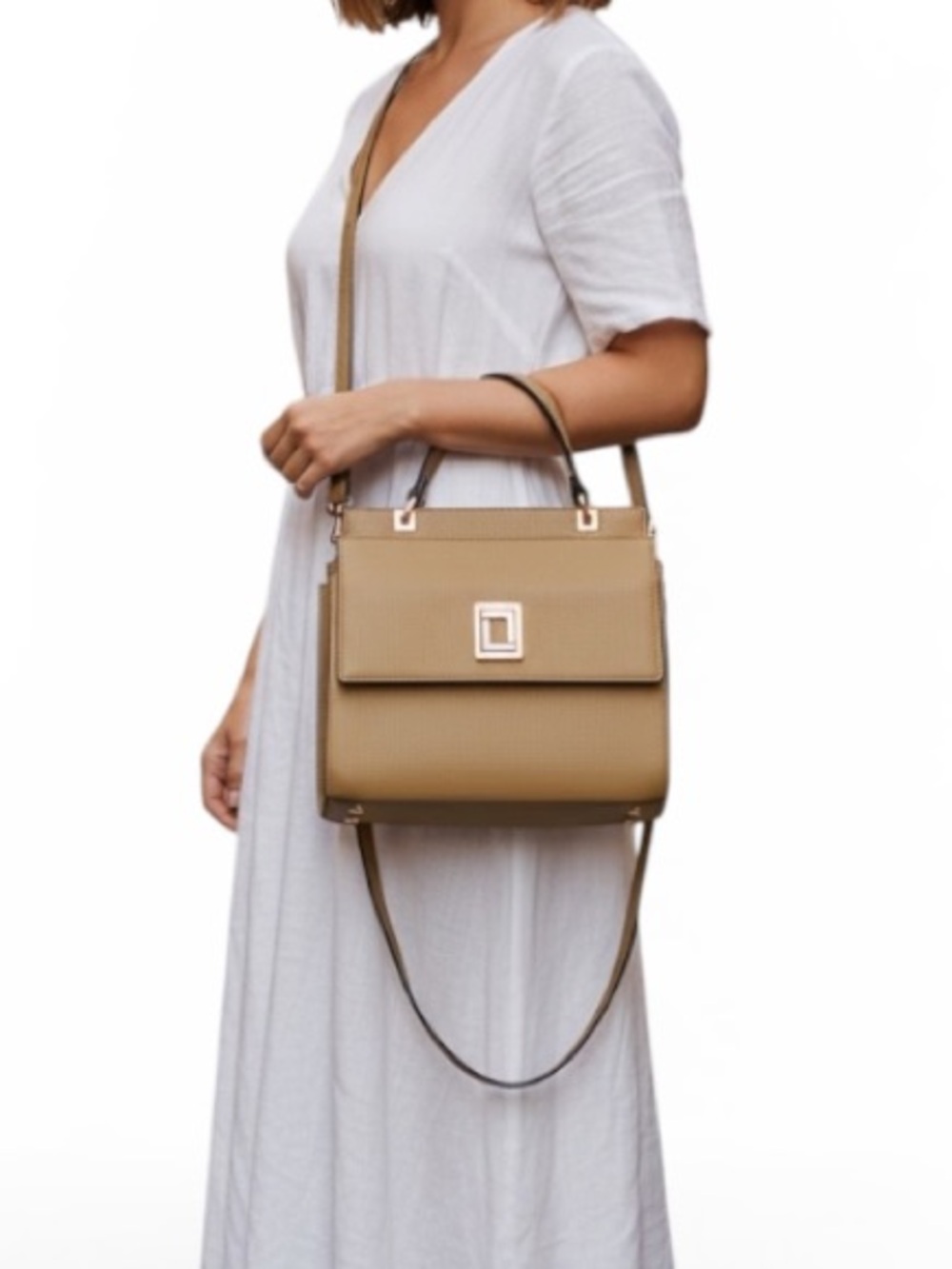 EUC LUANA Italy Top Handle Satchel Pebble Leather Covertible Crossbody Mustard